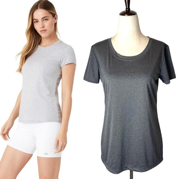 ALO Yoga Tops - Alo Yoga Gray Short Sleeve Crew Neck Alosoft Finesse Athletic‎ Tee Size XS